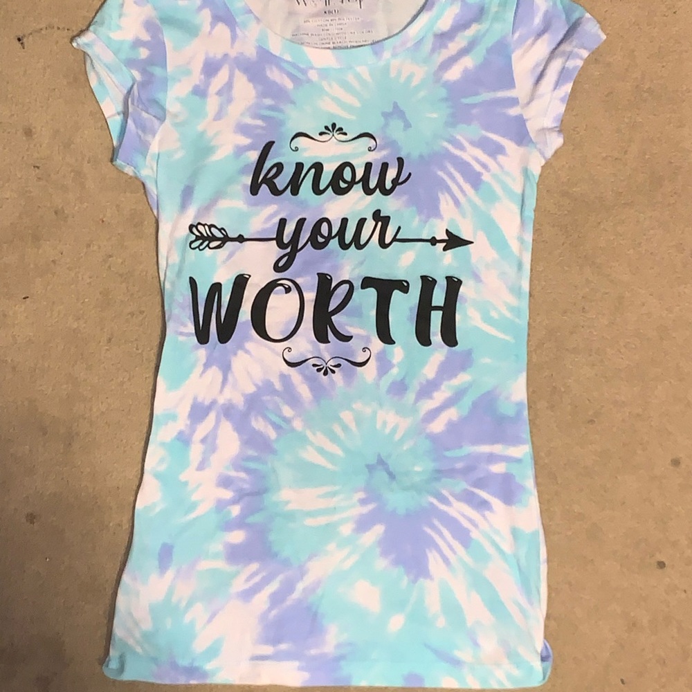 Blue & purple tie-dye T-shirt , Size XS(1) . It is from Wound Up.